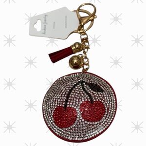 🦄 Cherries Round Bling Rhinestone Puffy
Bag Charm/Keychain!